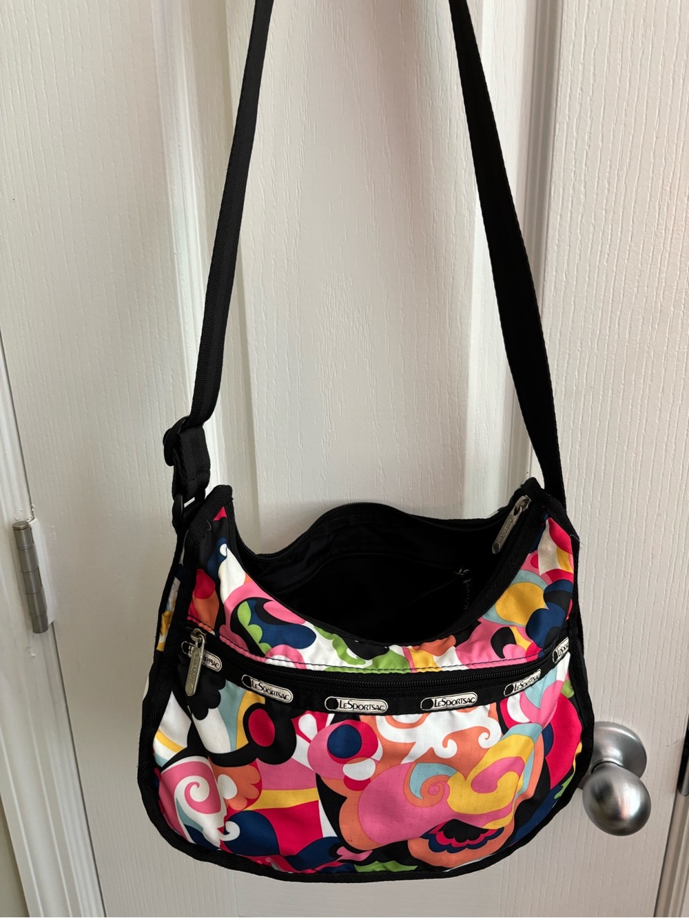 Lesportsac Multicolor Swirl Print Crossbody - Pink, Blue & Yellow
